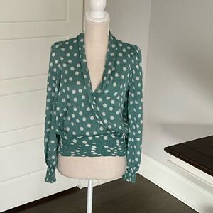 Heartloom Teal Polka Dot Wrap Blouse